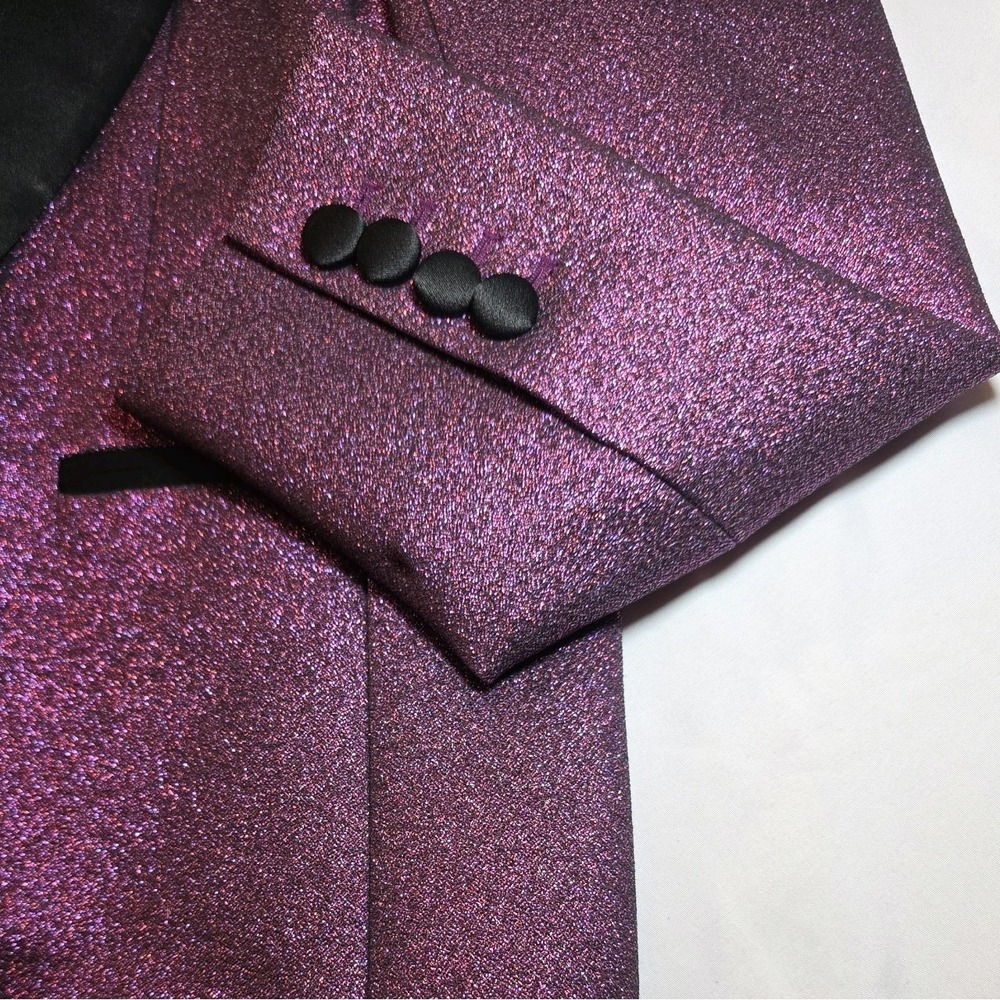 Karen Millen Women's Tailored Sparkle Contras Blazer Pink Purple Size 8 NEW - Picture 3 of 13